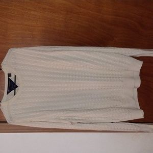 Vintage Henry Jacobson 2XL 75% Silk Men's Cable Knit Pullover Sweater Cream